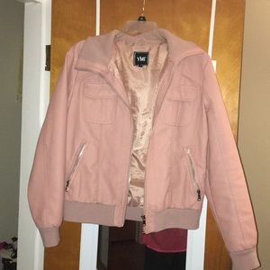 Pale pink fake leather jacket
